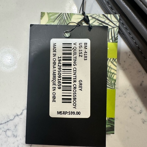 Badgley Mischka V Quilted Gray Crossbody Bag - Picture 2 of 9